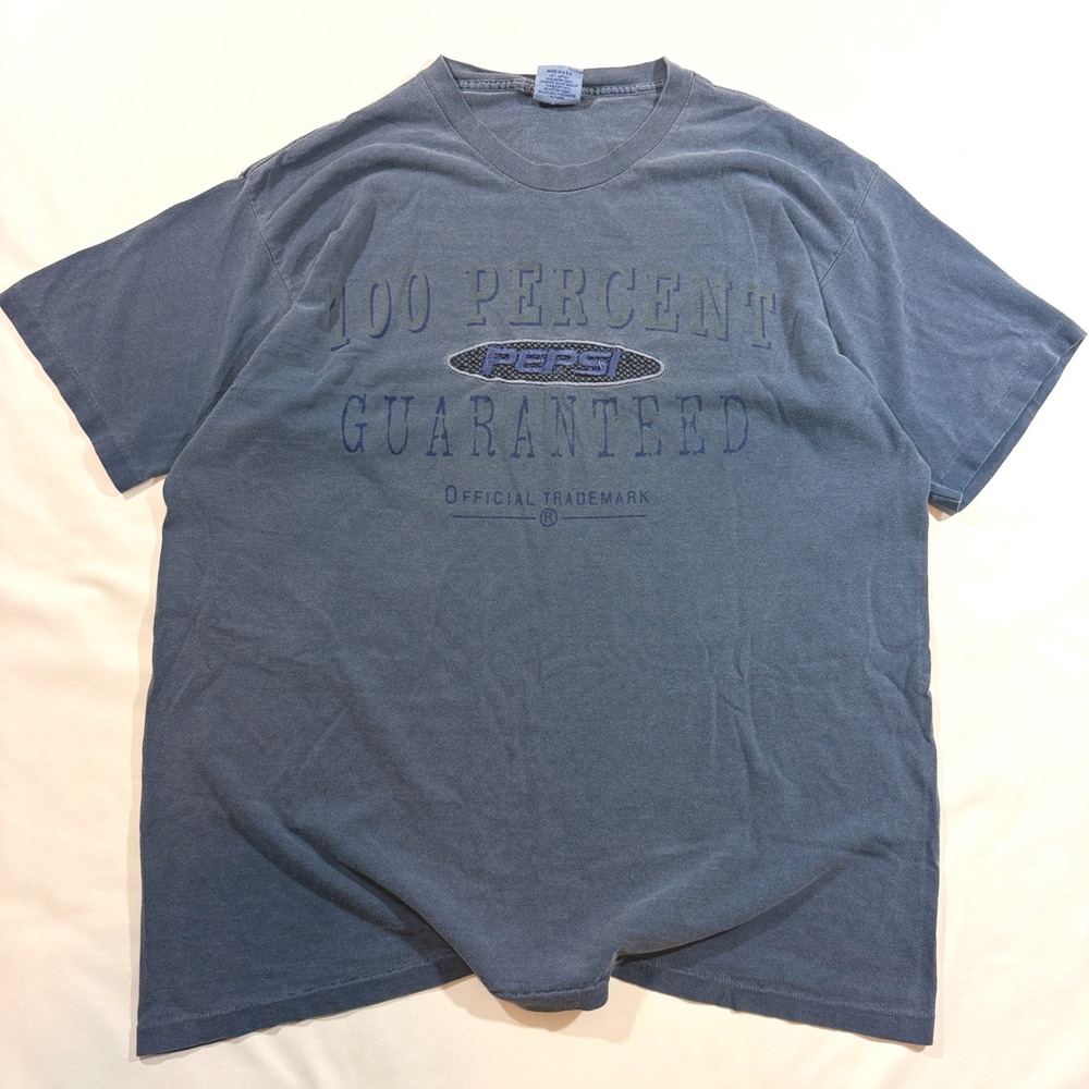 Pepsi T-Shirt Men L/XL Blue Vintage 90s 100 Percent Guaranteed Made in USA